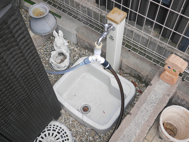 エクステリア　水栓工事　ユニソンスプレスタンド　施工例　名古屋市港区